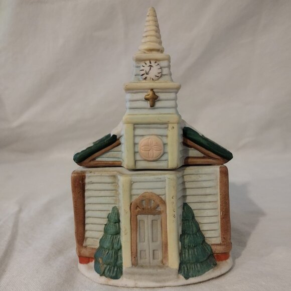 Vintage Hand Painted Porcelain Bisque Church Building Handcrafted - Picture 1 of 7